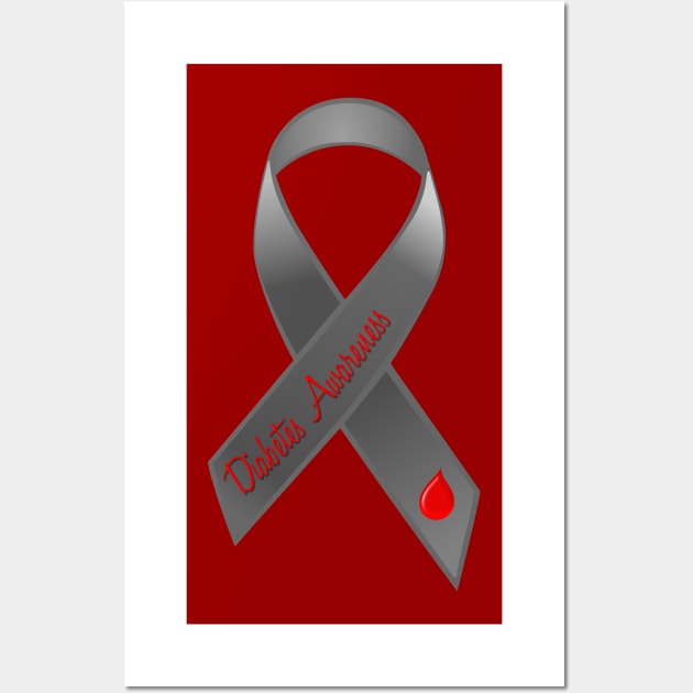 Diabetes Awareness - Grey Ribbon Wall Art by AlondraHanley